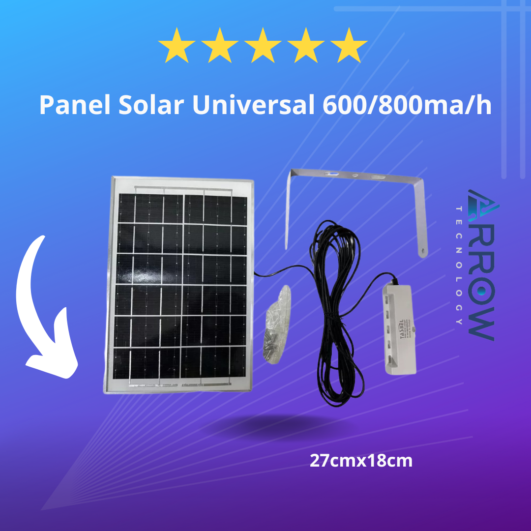 Panel solar universal de 600/800mA/h, ideal para cargar dispositivos pequeños y aplicaciones de energía renovable en exteriores