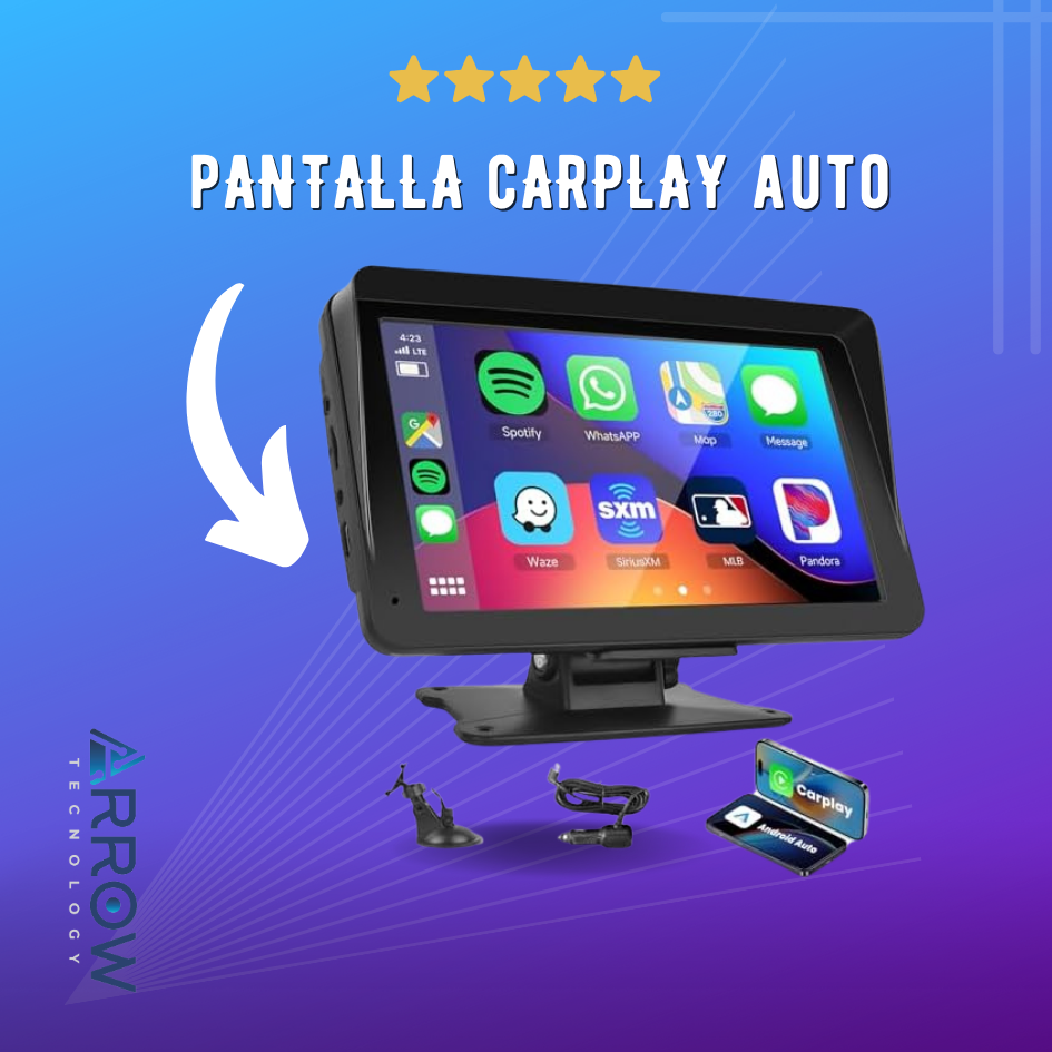 Radio con pantalla compatible con CarPlay y Android Auto, con conexión inalámbrica para facilitar el acceso a aplicaciones y funciones del teléfono inteligente mientras conduce